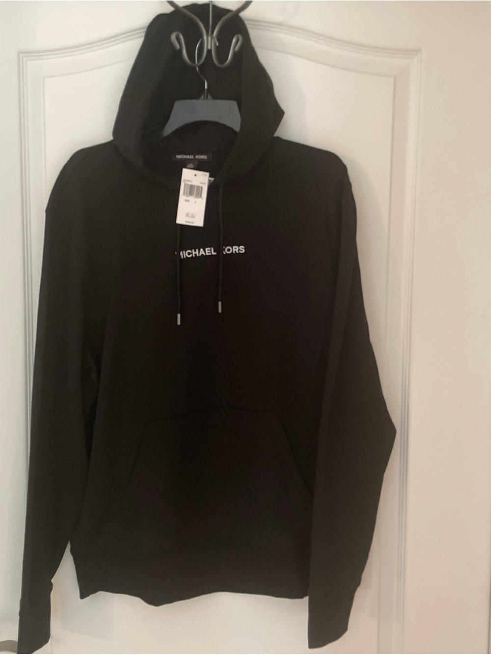 Michael Kors Men’s L Black Pullover Hoodie Cotton Blend Large new with tags $130